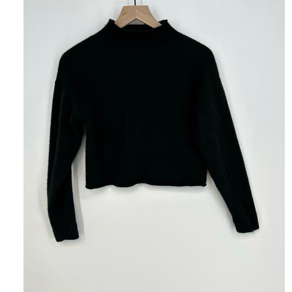 Reformation Cropped Cashmere Turtleneck Black sweater Luxe Knit Top it girl S - Picture 2 of 7